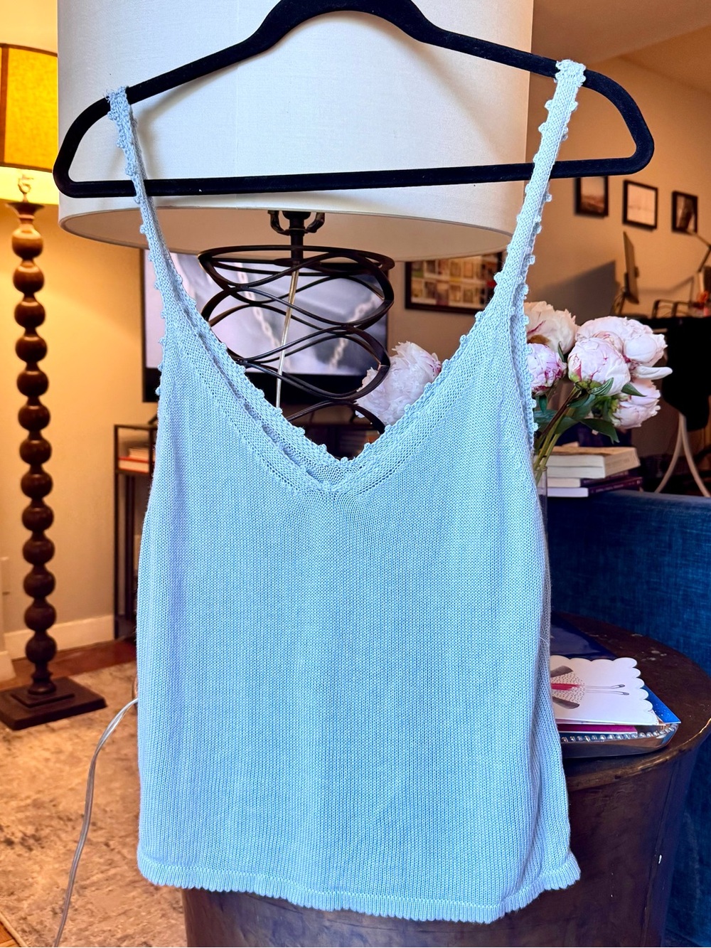 Reformation Light Blue Knit V-Neck Camisole